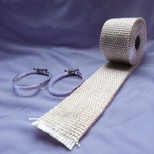 Universal Motorcycle Exhaust Heat Shield Wrap, Glasswool Silencer Wrap with 2 Clamps, 3 Meter Bendable Pipe Wrap (White)