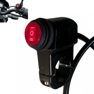 Universal Waterproof Motorcycle Handlebar Switch, 12V On/Off 2-Way for Fog Light, Headlight, Horn, Black