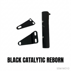 Royal Enfield Classic 350 Reborn Black Catalytic Converter with Fitting Brackets by SSM MOTO