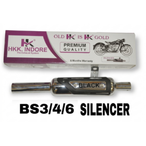 HKK. Indore Premium Black-to-Chrome Silencer for Royal Enfield (BS3/BS4/BS6 Compliant)