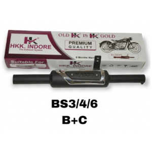 Matte Black Dolphin Silencer with Chrome Heat Shield for Royal Enfield (BS3, BS4, BS6 Compatible)
