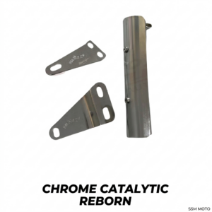 Royal Enfield Classic 350 Reborn Chrome Catalytic Converter with Brackets by SSM MOTO