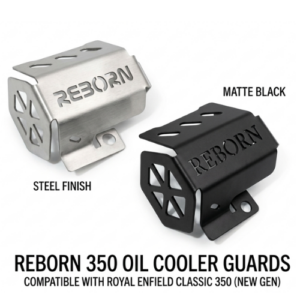 Premium Oil Cooler Guard for Royal Enfield Reborn Classic 350 - Heavy Duty Protective Cover | Available in Matte Black & Steel Finish | Precision Laser Cut Design