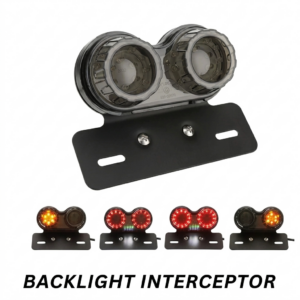 BACKLIGHT INTERCEPTOR Dual Pod LED Tail Light with Integrated Indicators and Number Plate Bracket