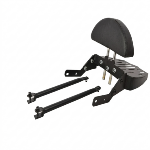 Heavy duty black motorcycle backrest with luggage carrier rack and support rods for Royal Enfield Classic 350
