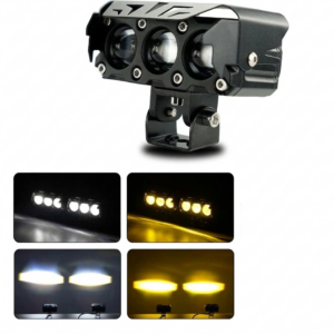 HJG Y07 3-LED 50W Fog Light for Royal Enfield – Dual Color White Yellow DRL Colorful Ring Universal