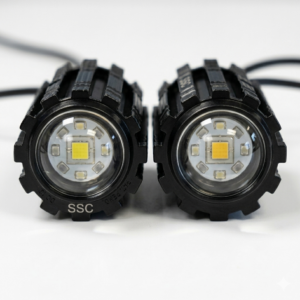 HJG Mini Drive 36W LED Projector Fog Light Set of 2 – Triple Function White Yellow Red Flasher for Bikes