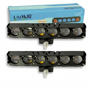 HJG 6-LED 70W Fog Light Bar for Royal Enfield – Dual Color White Yellow Police Flasher Mode Universal Set of 2