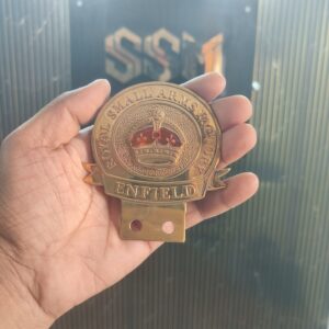 Royal Enfield Old Model Tank Monogram Small Arms Factory written Golden Brass