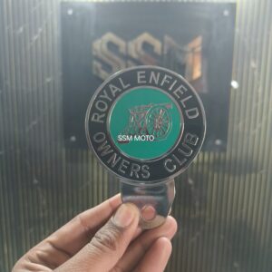 Royal Enfield Owners Club Chrome Grill Badge-Vintage Green &Silver Cannon Emblem