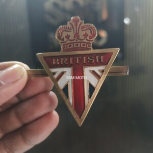Vintage British Union Jack Shield Badge with Crown - Gold & Enamel Motorcycle Emblem