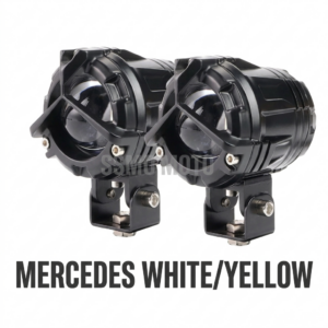 Mercedes Style Dual-Color White and Yellow LED Fog Light with Protective Grille for Motorcycles - SSM MOTO