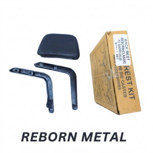 Premium black die casted aluminium motorcycle backrest kit with PU cushion for Royal Enfield Classic 350 Reborn