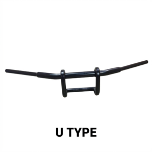 Heavy-duty matte black U-Type motorcycle handlebar for comfort riding on a plain white background.