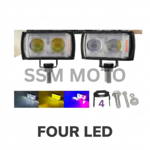 Two LED Dual-Lens Projector Fog Light White and Yellow for Motorcycles - SSM MOTO.