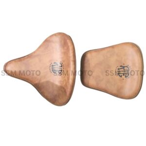 brown seat , Custom Kabir Singh style motorcycle seat by SSM Moto for Royal Enfield Classic 350, Reborn, and Bullet models