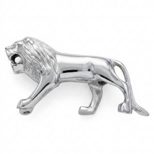 Premium Chrome Prowling Lion Figurine – Luxury Metal Sculpture