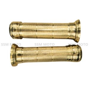 SSM MOTO premium heavy-duty brass motorcycle grip covers with textured design.