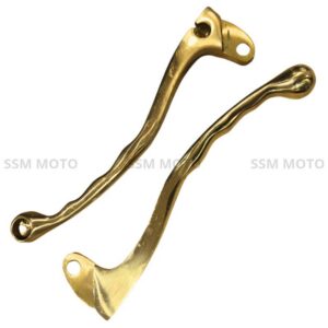 Pair of SSM MOTO premium polished brass finger levers for Royal Enfield motorcycles.