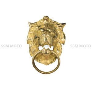 SSM MOTO premium full-size brass lion head kada accessory for Royal Enfield motorcycles.
