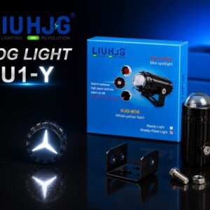 LIU HJG U1-Y HJG-M16 mini fog light, dual color white and yellow motorcycle LED spotlight, steady and flash mode auxiliary light for bikes, available at SSM MOTO
