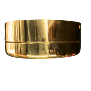 Polished gold-tone wide metal waist belt with a minimalist design.