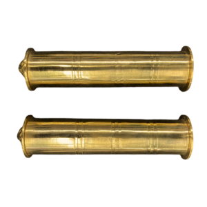 Pair of SSM MOTO premium polished brass motorcycle handle grips.