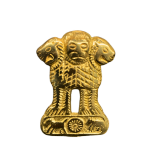 SSM MOTO premium brass Ashoka Pillar emblem badge for motorcycle customization and Royal Enfield modification.