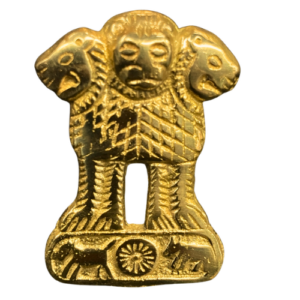 SSM MOTO big 5-inch brass Ashoka Pillar emblem badge for Royal Enfield and motorcycle customization.