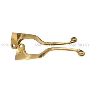 Pair of SSM MOTO premium polished brass classic hand levers for Royal Enfield motorcycles.