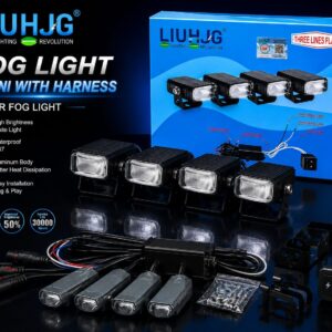 LIUHJG 4 Mini LED Fog Light with Harness for cars, high brightness waterproof fog lamp set by SSM MOTO.