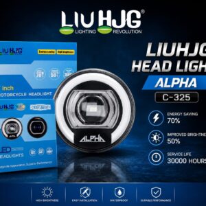 LIUHJG Alpha C-325 7-inch LED motorcycle headlight with DRL projector, premium bike lamp sold by SSM MOTO.