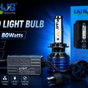 LIUHJG K7D 80W LED Headlight Bulb 6000K White Light for Cars and Bikes, available at SSM MOTO.
